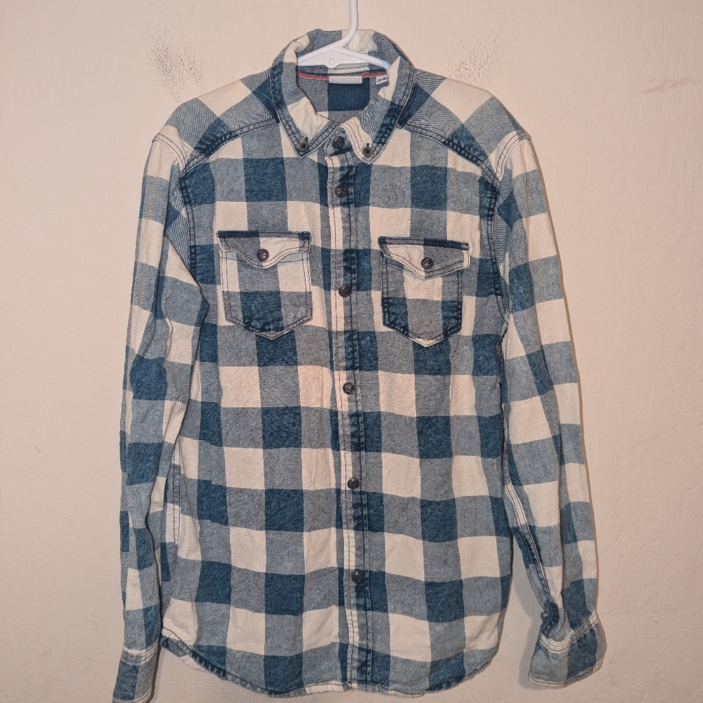 Blu kids plaid Blu and white button down shirt size 9 to 10 years